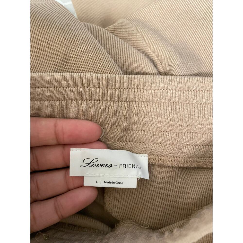 Lovers + Friends Womens Pants Large Brown Ribbed Wide Leg Relaxed Loungewear - Picture 5 of 10